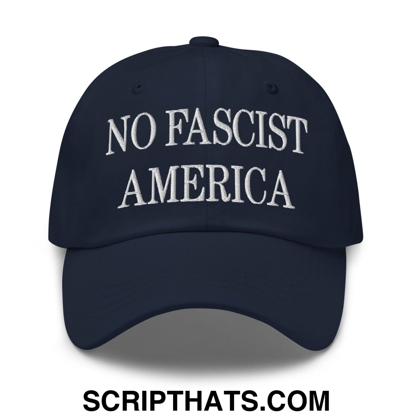 No Fascist America Embroidered Unstructured Dad Hat Navy