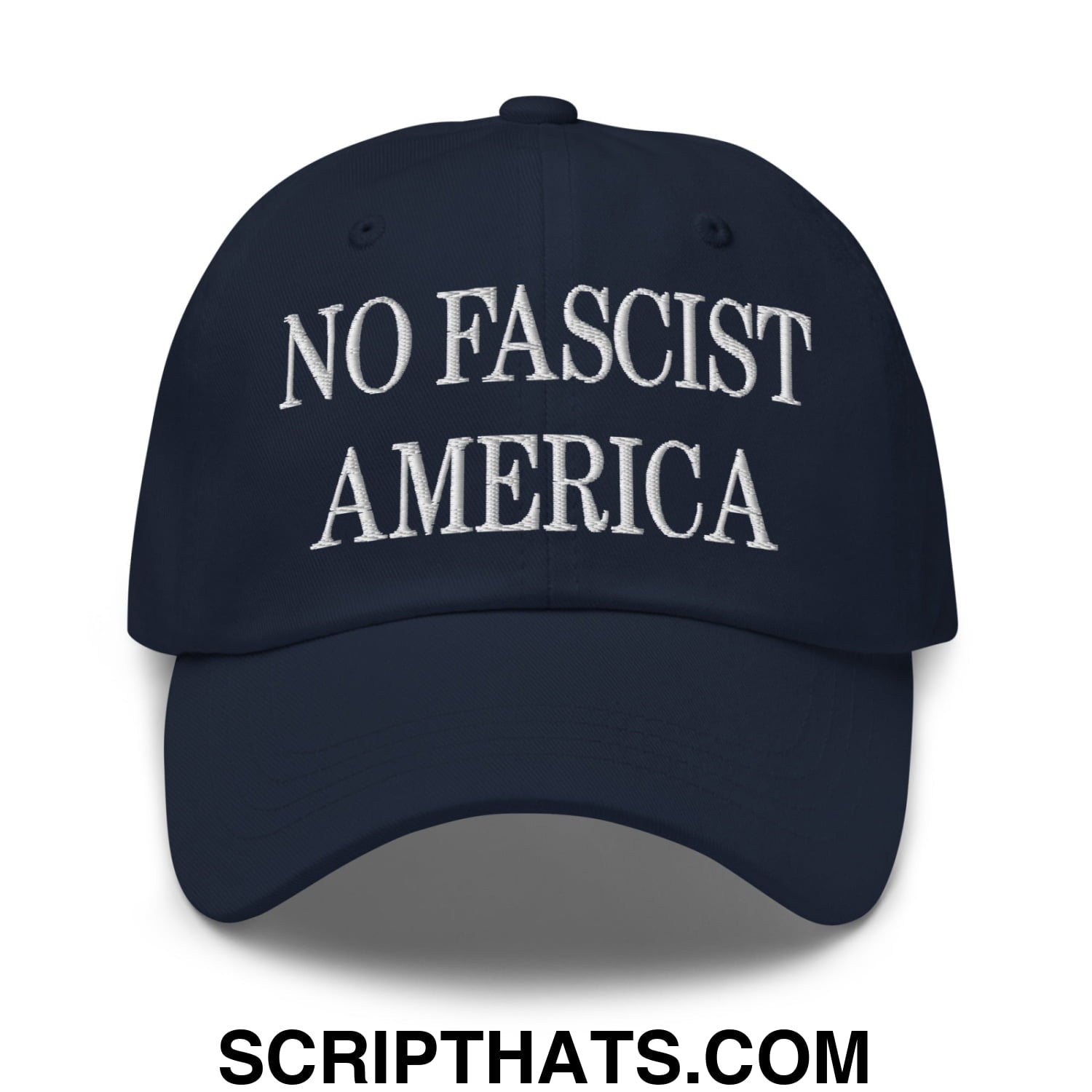 No Fascist America Embroidered Unstructured Dad Hat Navy