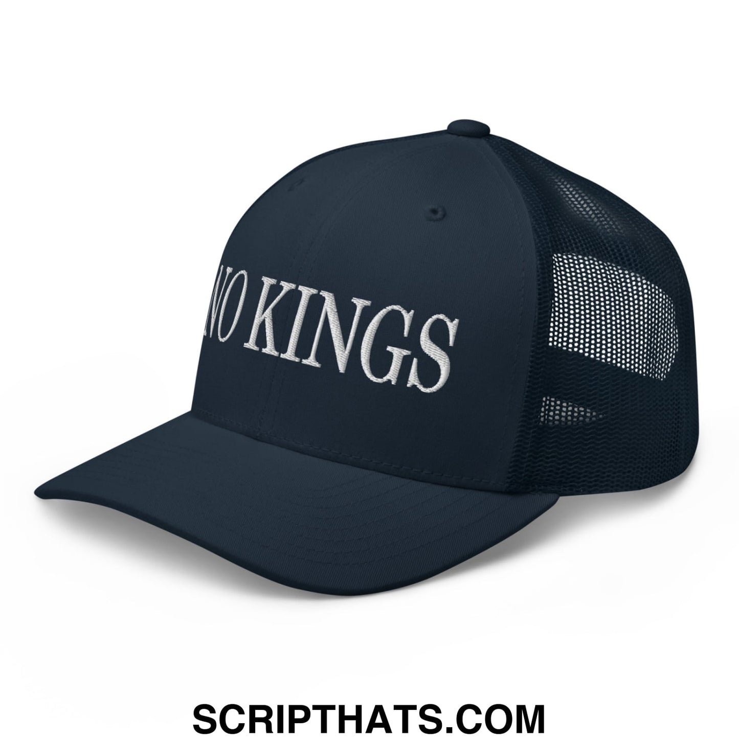 No Kings Embroidered Mesh Trucker Hat Navy
