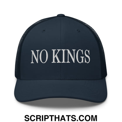 No Kings Embroidered Mesh Trucker Hat Navy