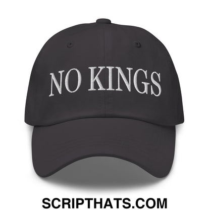 No Kings Embroidered Unstructured Dad Hat Dark Grey