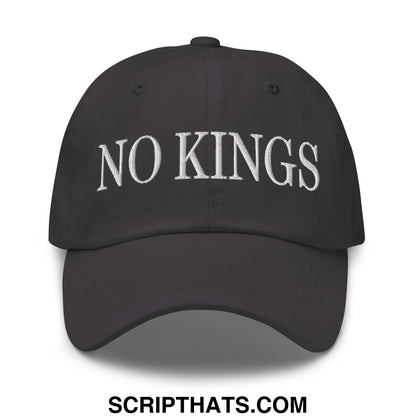 No Kings Embroidered Unstructured Dad Hat Dark Grey