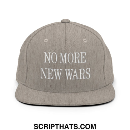 No More New Wars Embroidered Flat Bill Brim Snapback Hat Heather Grey
