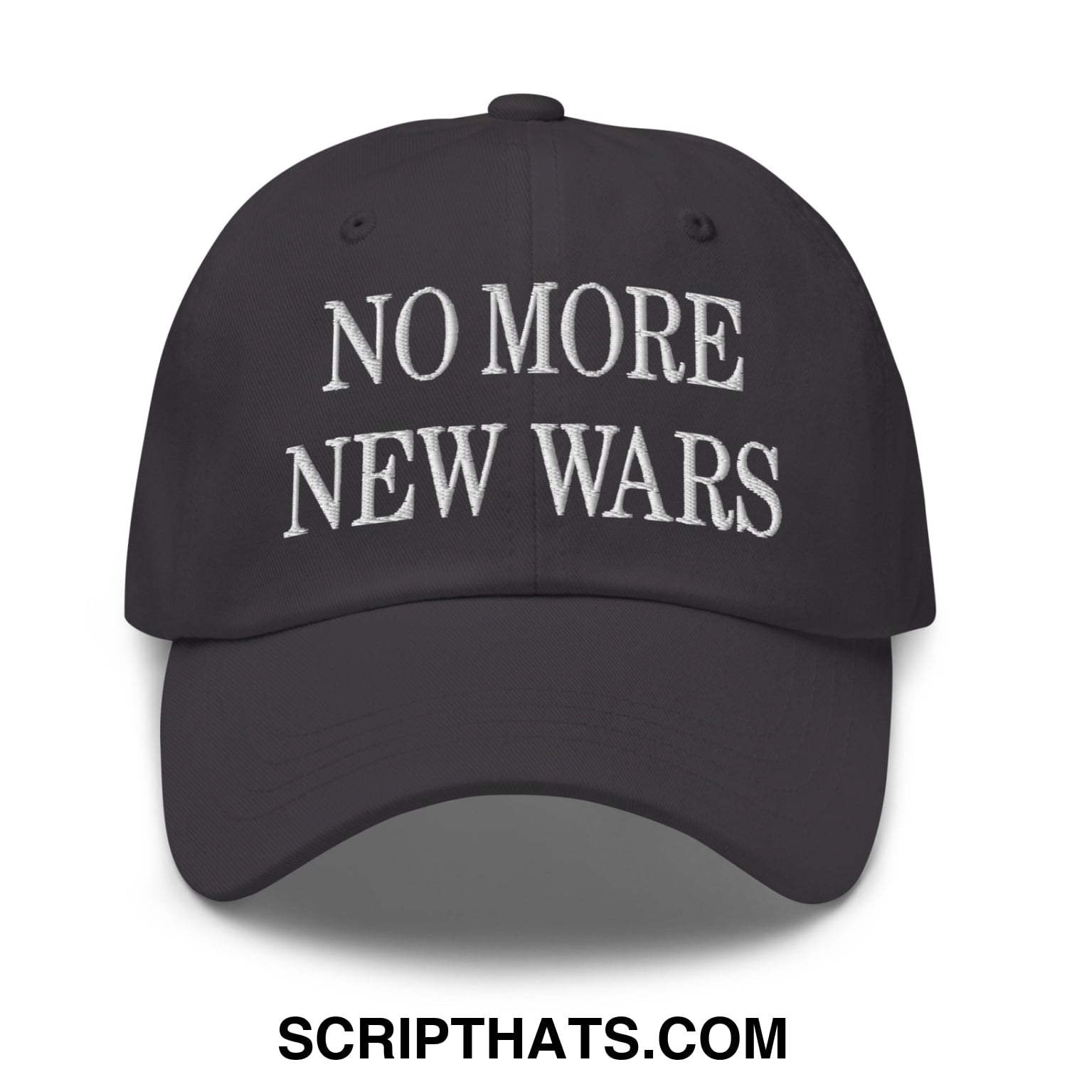 No More New Wars Embroidered Unstructured Dad Hat Dark Grey