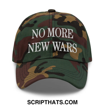No More New Wars Embroidered Unstructured Dad Hat Green Camo