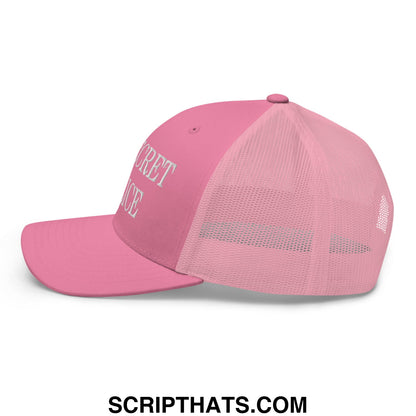 No Secret Police Embroidered Mesh Trucker Hat Pink