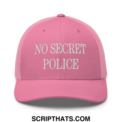 No Secret Police Embroidered Mesh Trucker Hat Pink