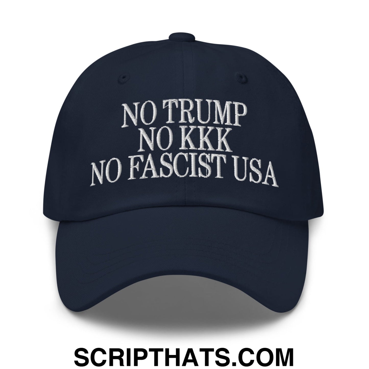 No Trump, No KKK, No Fascist USA Embroidered Unstructured Dad Hat Navy