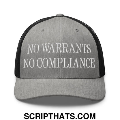 No Warrants No Compliance Embroidered Mesh Trucker Hat Heather Black