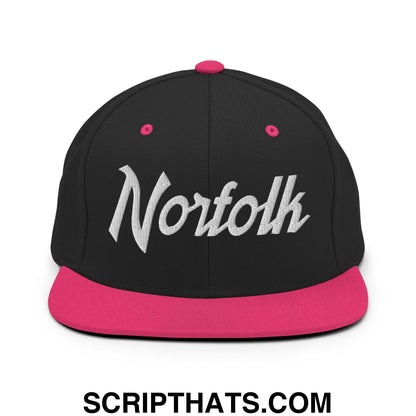 Norfolk Script Snapback Hat Black Neon Pink