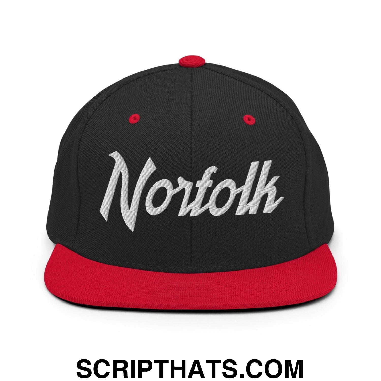 Norfolk Script Snapback Hat Black Red