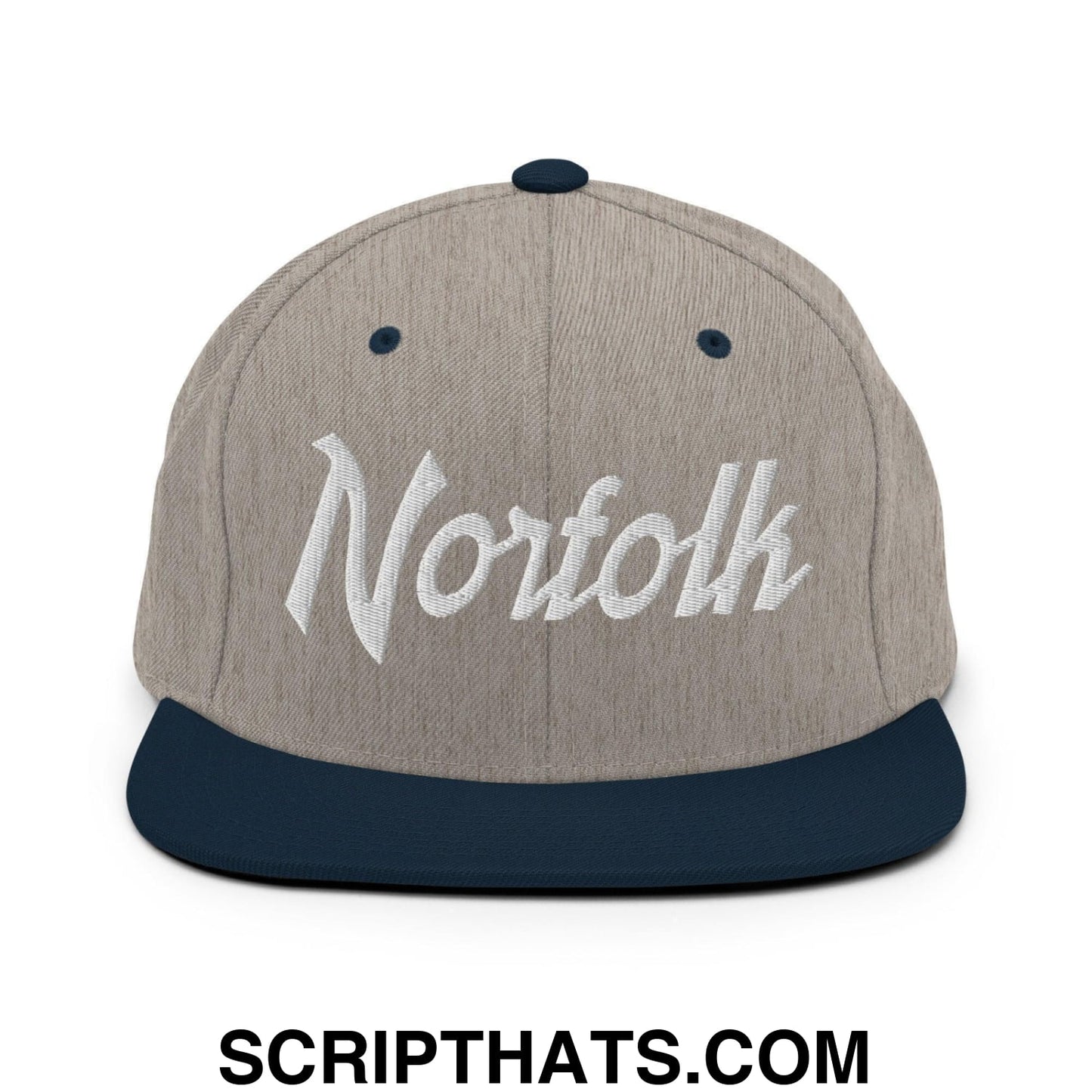 Norfolk Script Snapback Hat Heather Grey Navy