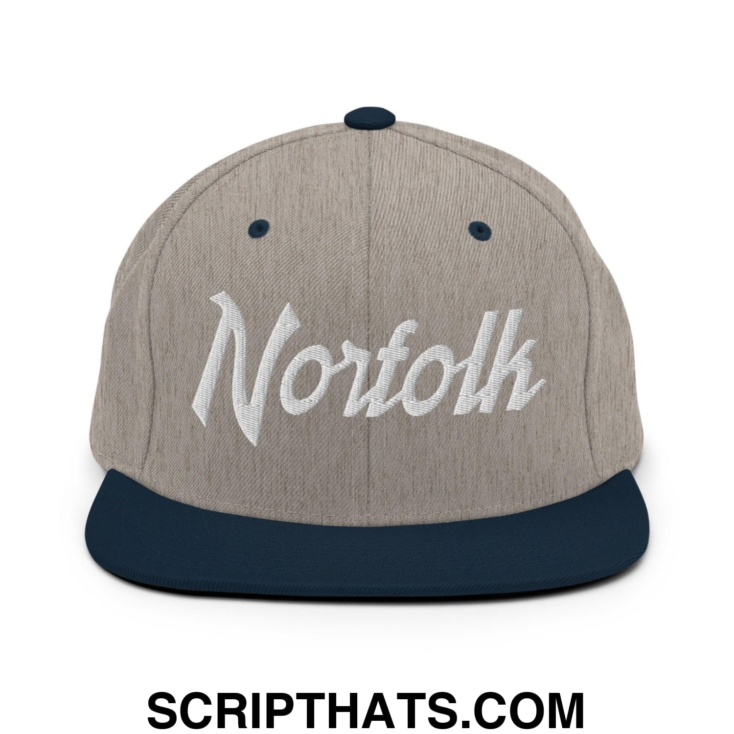 Norfolk Script Snapback Hat Heather Grey Navy