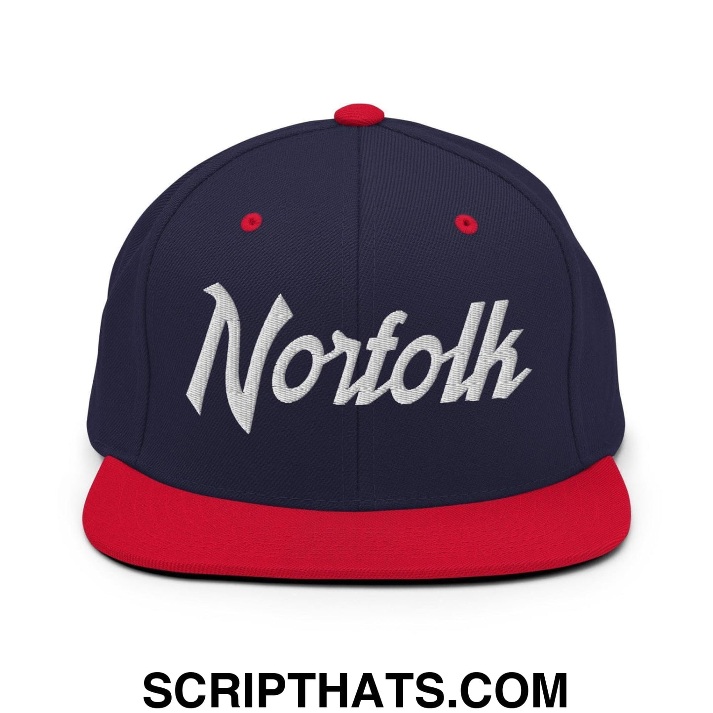 Norfolk Script Snapback Hat Navy Red