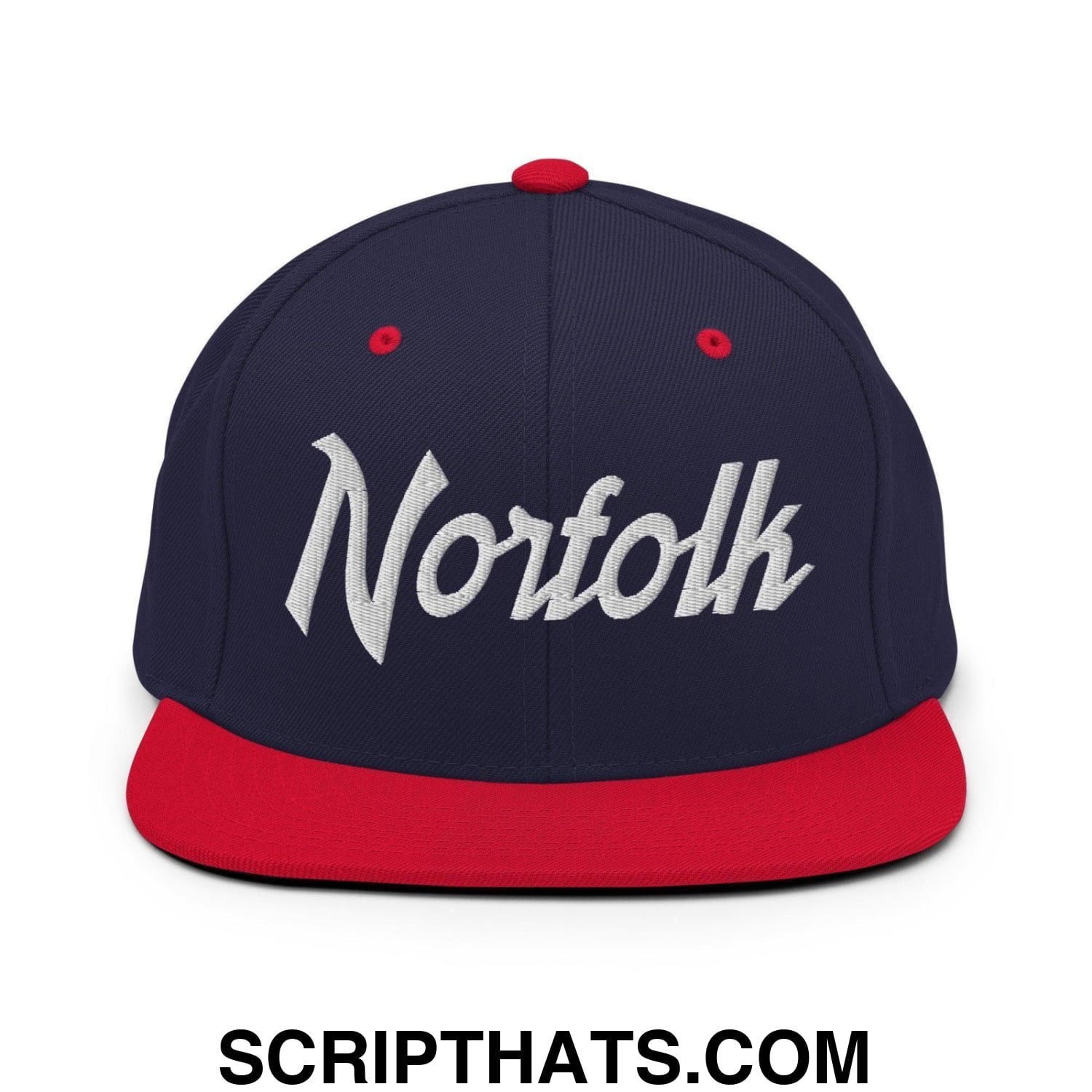 Norfolk Script Snapback Hat Navy Red