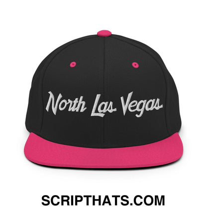 North Las Vegas Script Snapback Hat Black Neon Pink