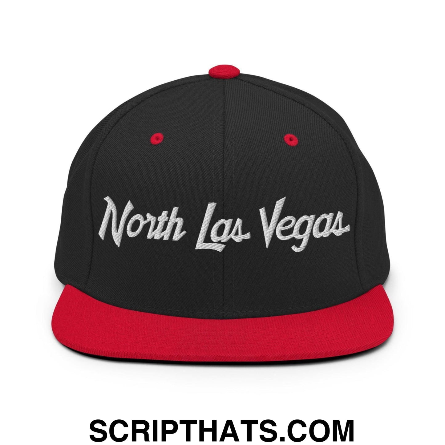 North Las Vegas Script Snapback Hat Black Red