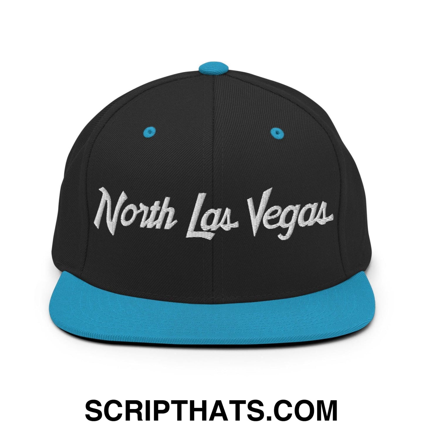 North Las Vegas Script Snapback Hat Black Teal