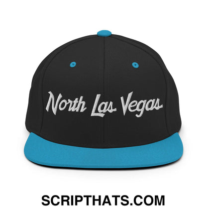 North Las Vegas Script Snapback Hat Black Teal