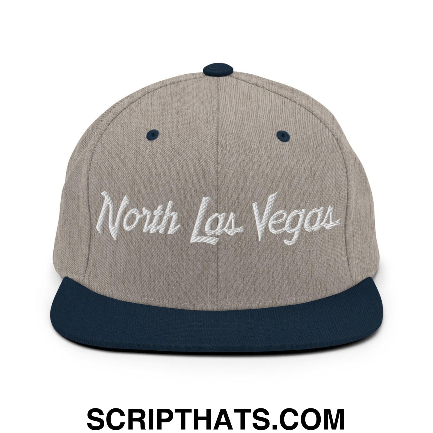 North Las Vegas Script Snapback Hat Heather Grey Navy