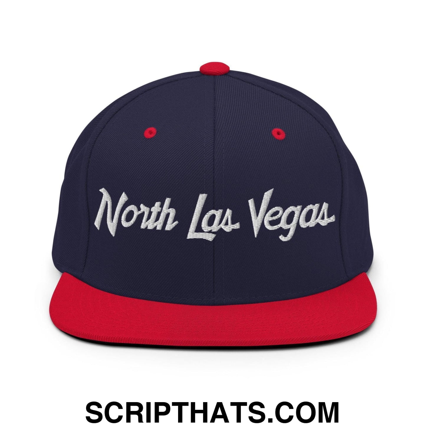 North Las Vegas Script Snapback Hat Navy Red