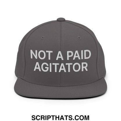 Not a Paid Agitator Embroidered Flat Bill Brim Snapback Hat Dark Grey