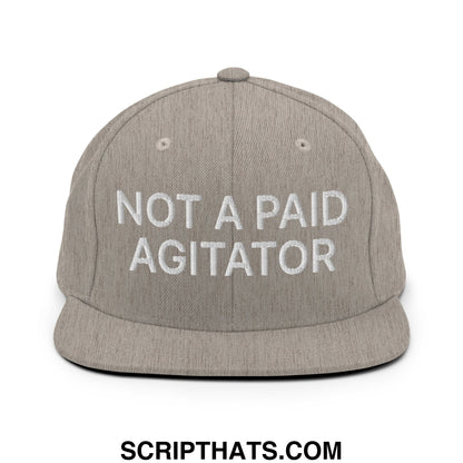 Not a Paid Agitator Embroidered Flat Bill Brim Snapback Hat Heather Grey