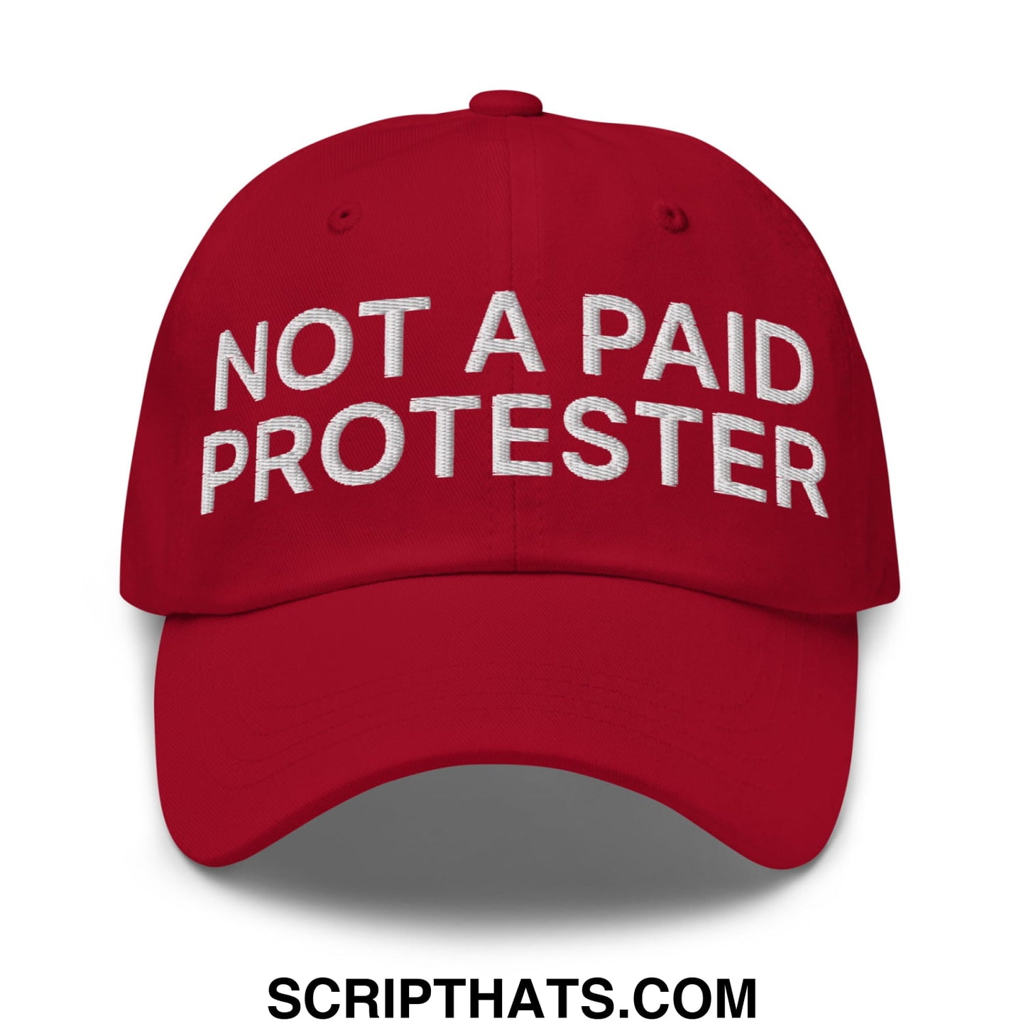 Not a Paid Protester Embroidered Unstructured Dad Hat Cranberry