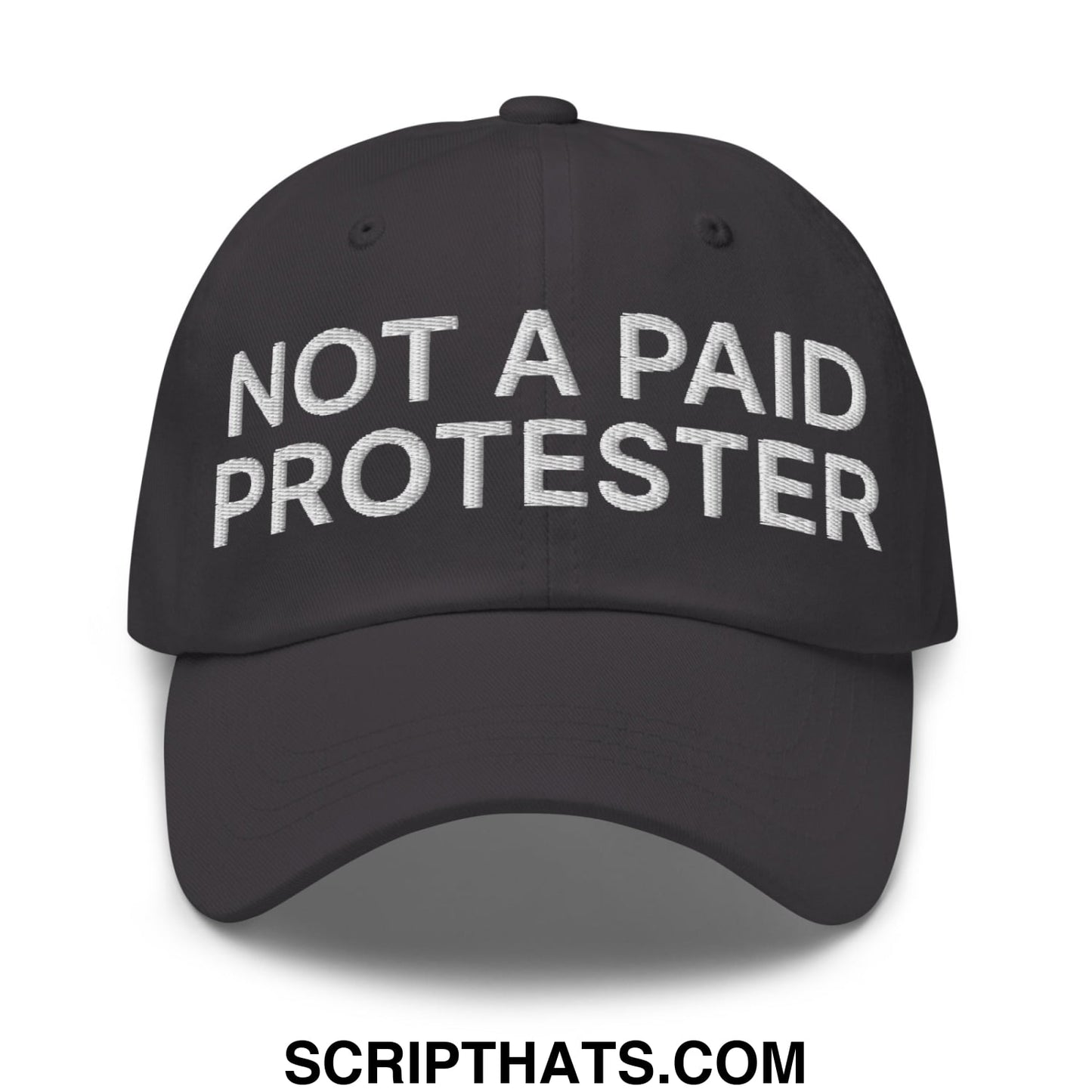 Not a Paid Protester Embroidered Unstructured Dad Hat Dark Grey