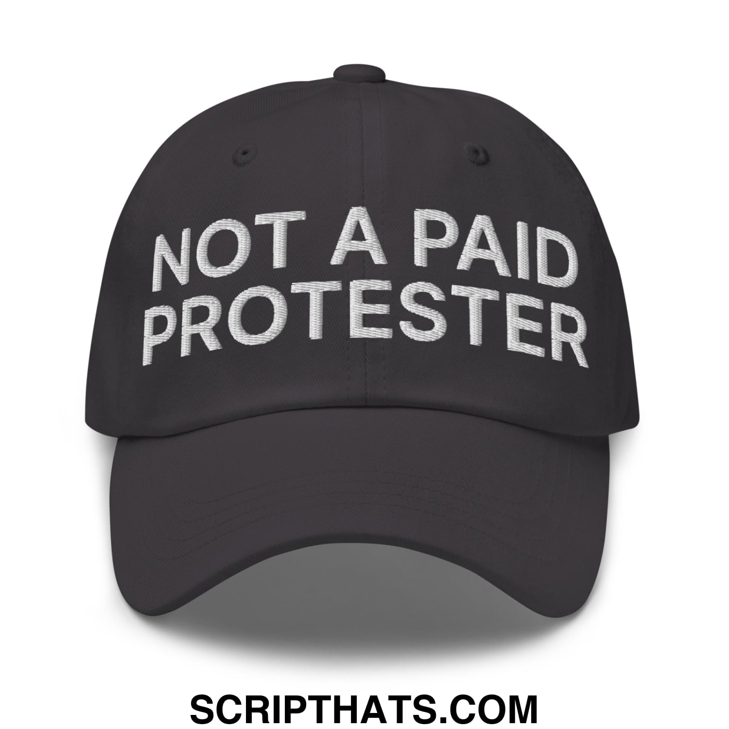 Not a Paid Protester Embroidered Unstructured Dad Hat Dark Grey