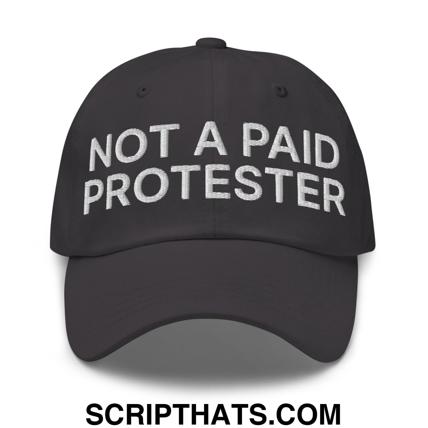 Not a Paid Protester Embroidered Unstructured Dad Hat Dark Grey