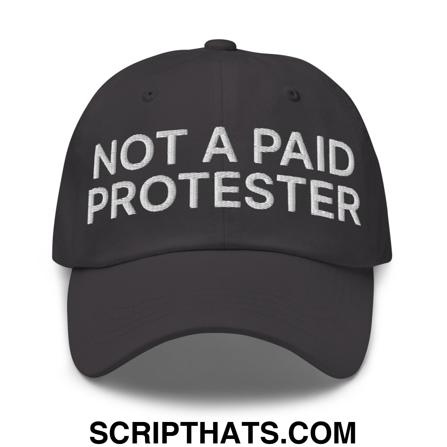 Not a Paid Protester Embroidered Unstructured Dad Hat Dark Grey