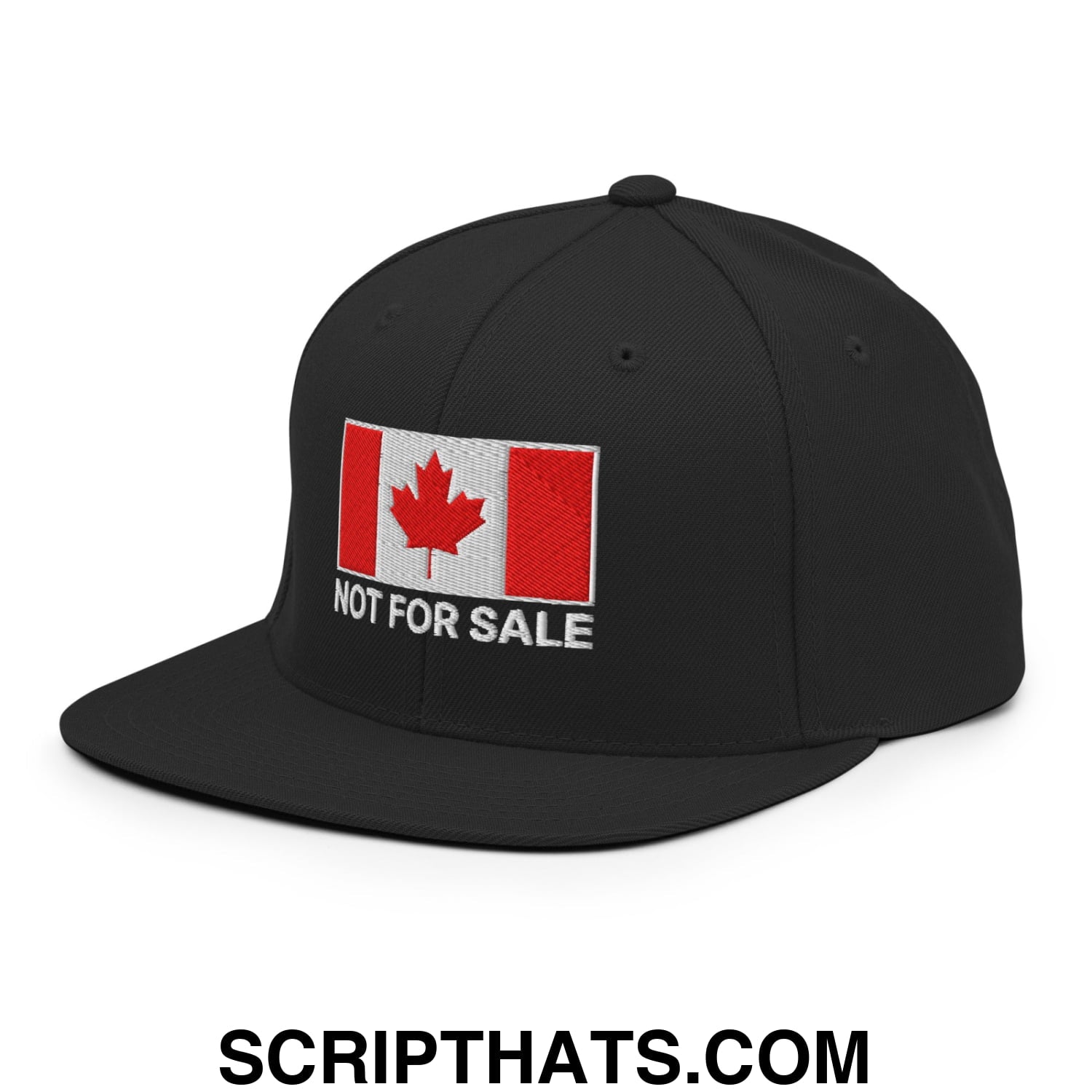 Not for Sale Canada Flag Embroidered Flat Brim Bill Snapback Hat Black
