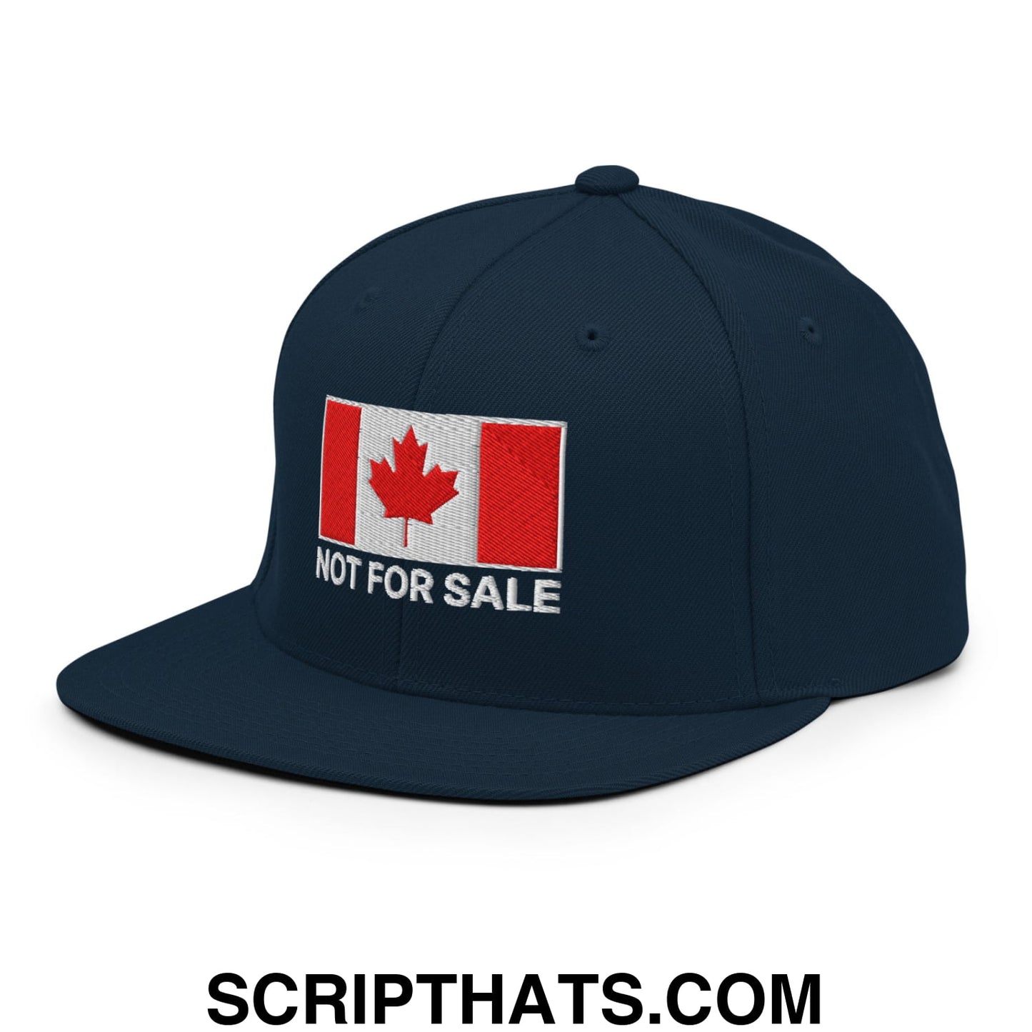 Not for Sale Canada Flag Embroidered Flat Brim Bill Snapback Hat Dark Navy