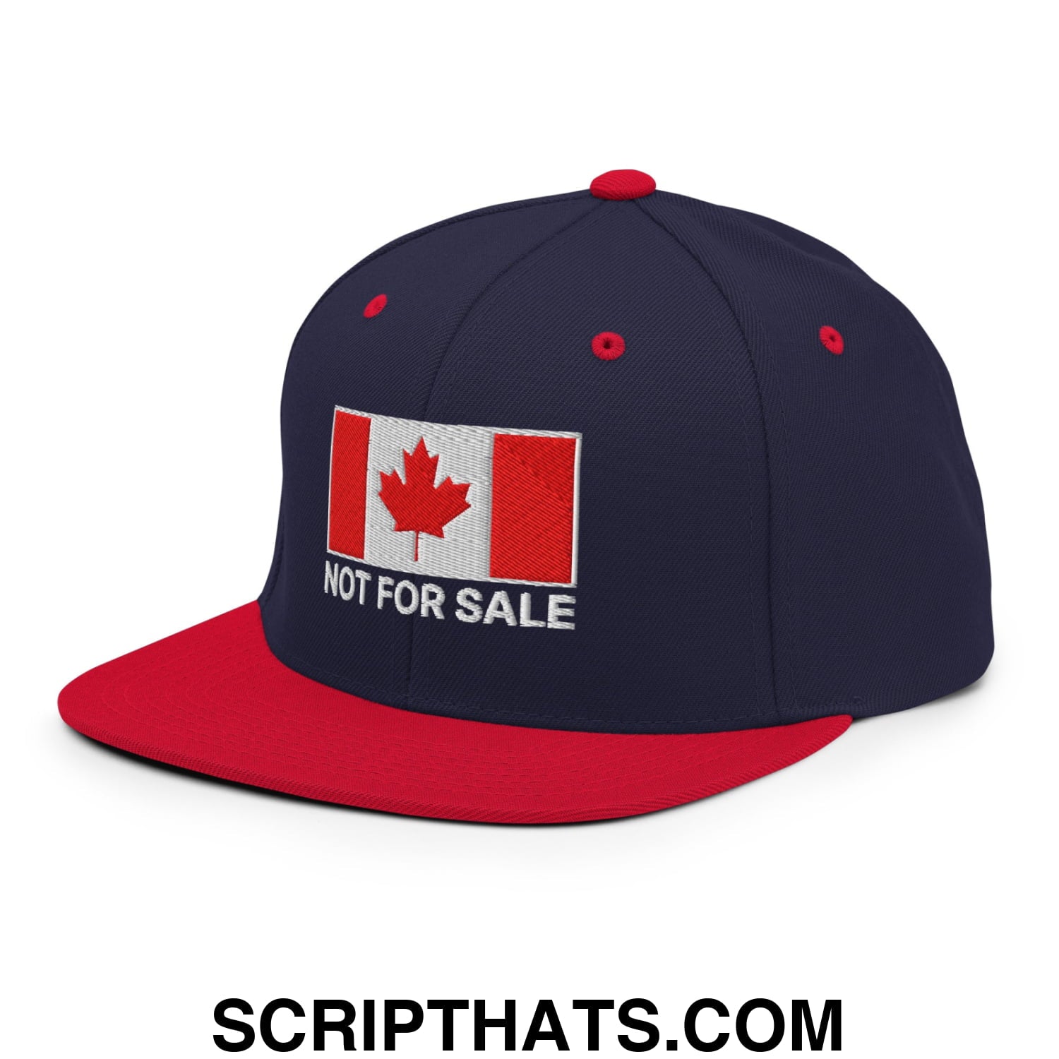 Not for Sale Canada Flag Embroidered Flat Brim Bill Snapback Hat Navy Red