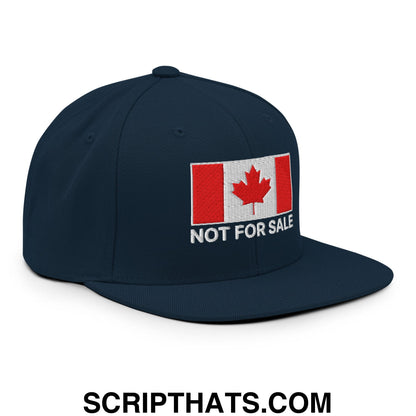 Not for Sale Canada Flag Embroidered Flat Brim Bill Snapback Hat Dark Navy