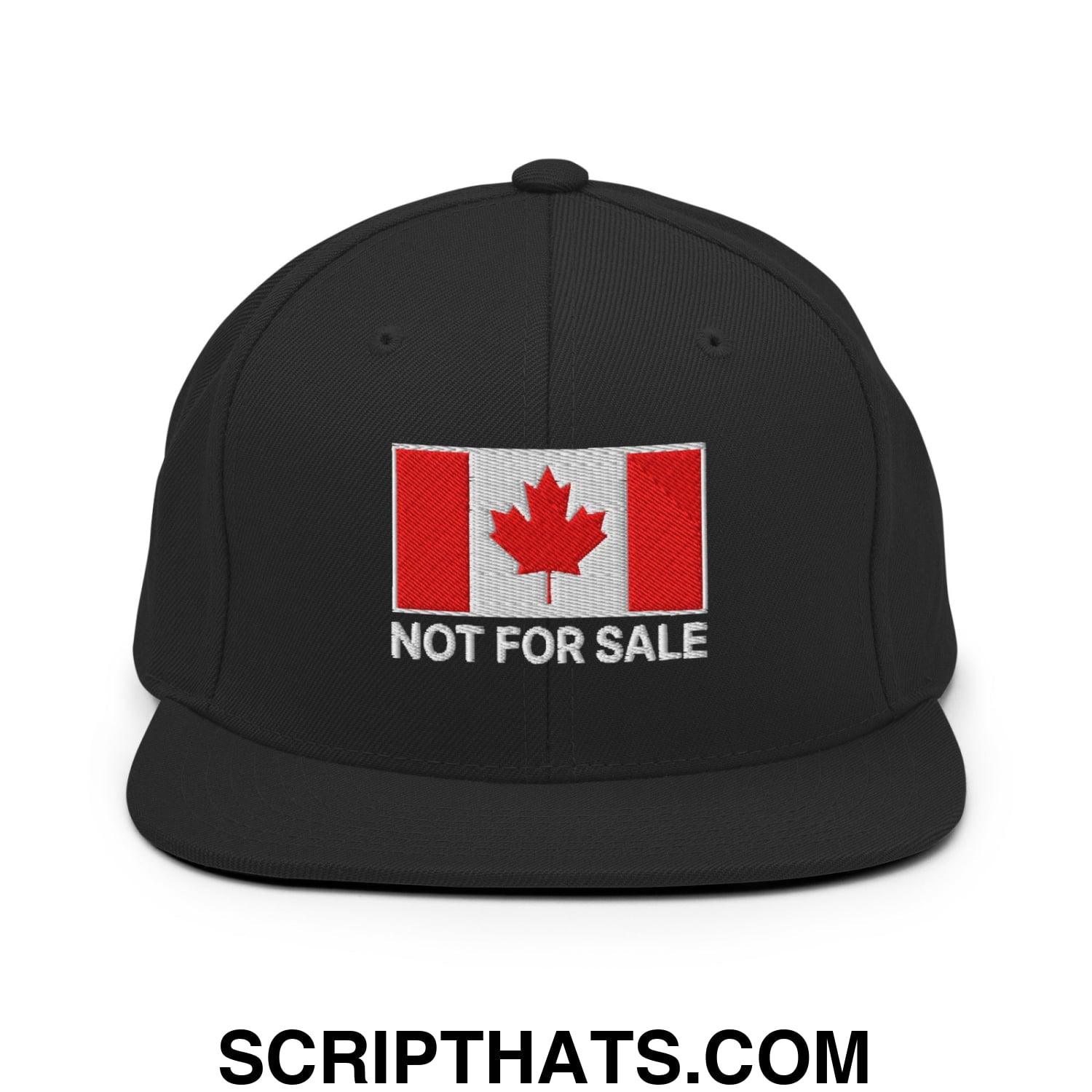 Not for Sale Canada Flag Embroidered Flat Brim Bill Snapback Hat Black