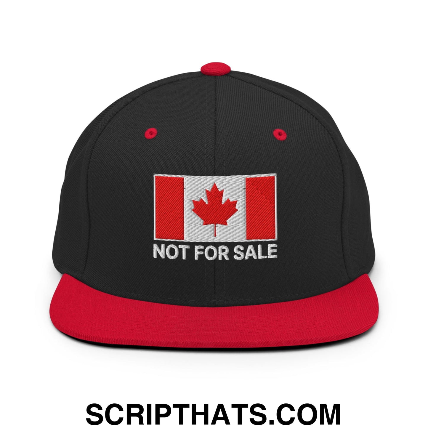 Not for Sale Canada Flag Embroidered Flat Brim Bill Snapback Hat Black Red