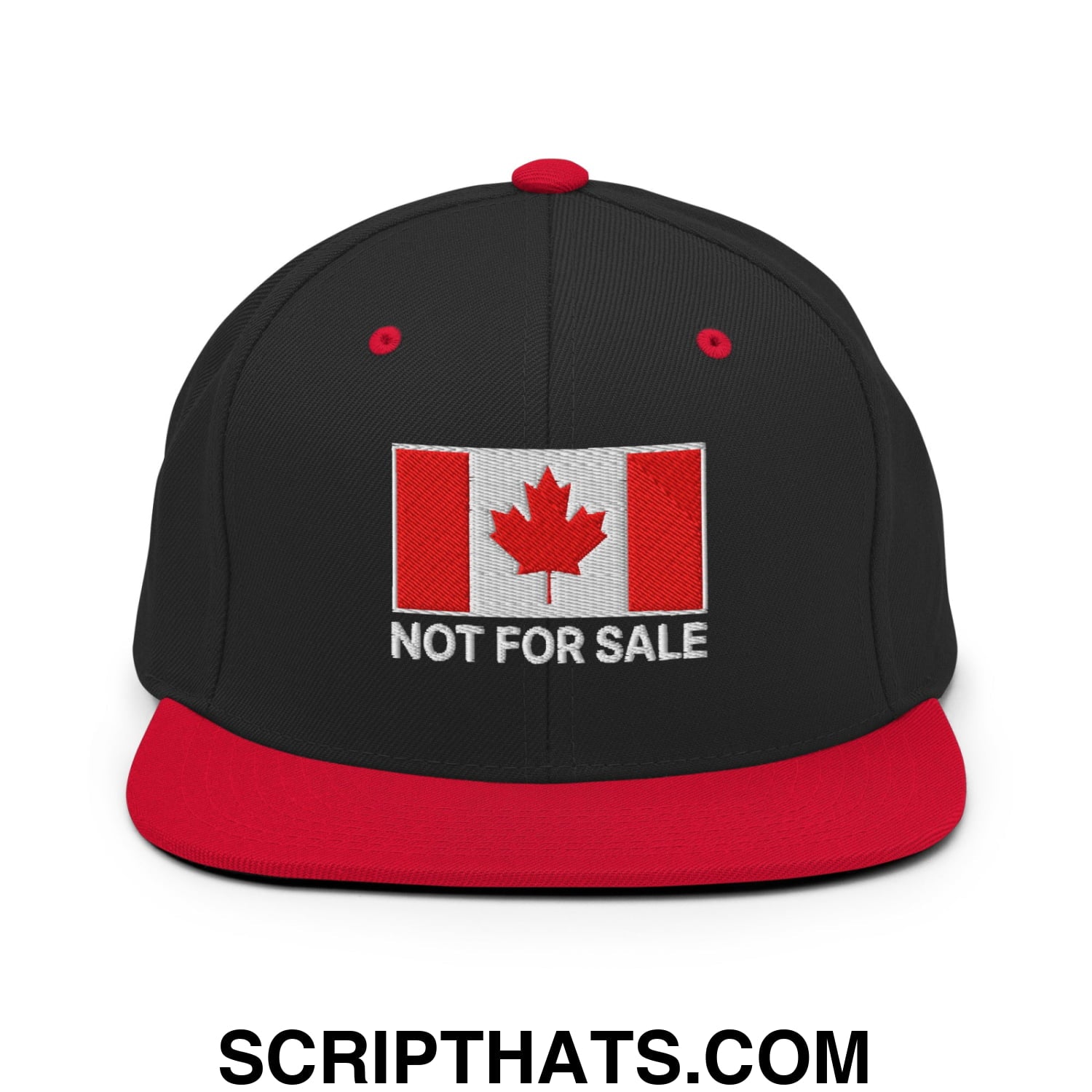 Not for Sale Canada Flag Embroidered Flat Brim Bill Snapback Hat Black Red