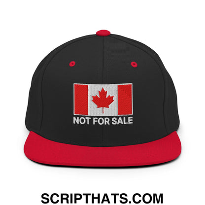 Not for Sale Canada Flag Embroidered Flat Brim Bill Snapback Hat Black Red