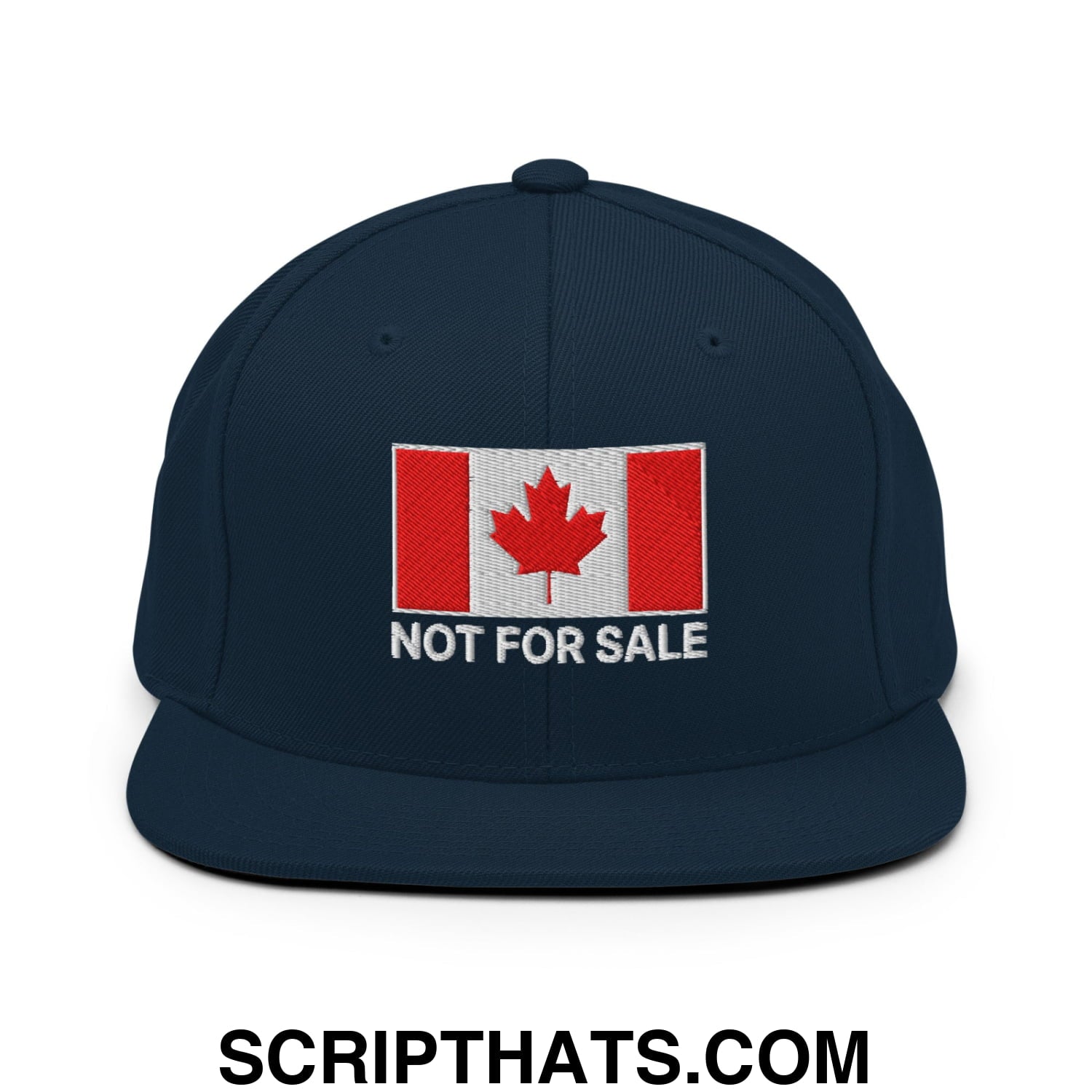 Not for Sale Canada Flag Embroidered Flat Brim Bill Snapback Hat Dark Navy