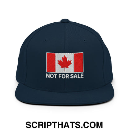 Not for Sale Canada Flag Embroidered Flat Brim Bill Snapback Hat Dark Navy