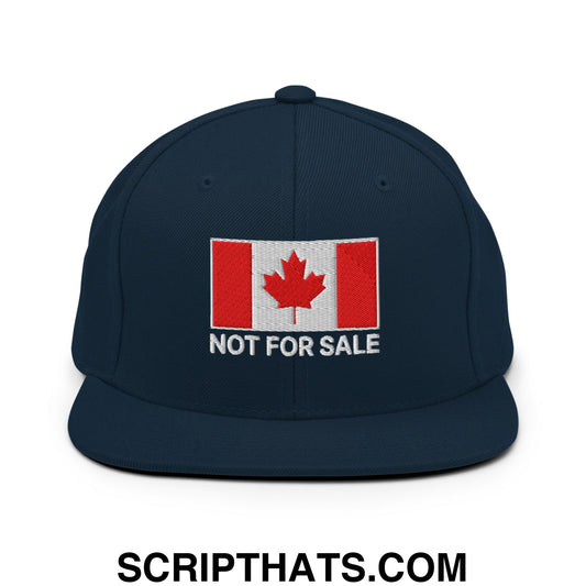 Not for Sale Canada Flag Embroidered Flat Brim Bill Snapback Hat Dark Navy