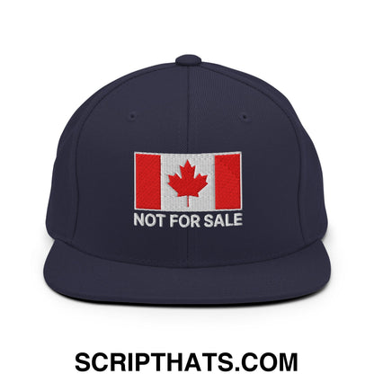 Not for Sale Canada Flag Embroidered Flat Brim Bill Snapback Hat Navy