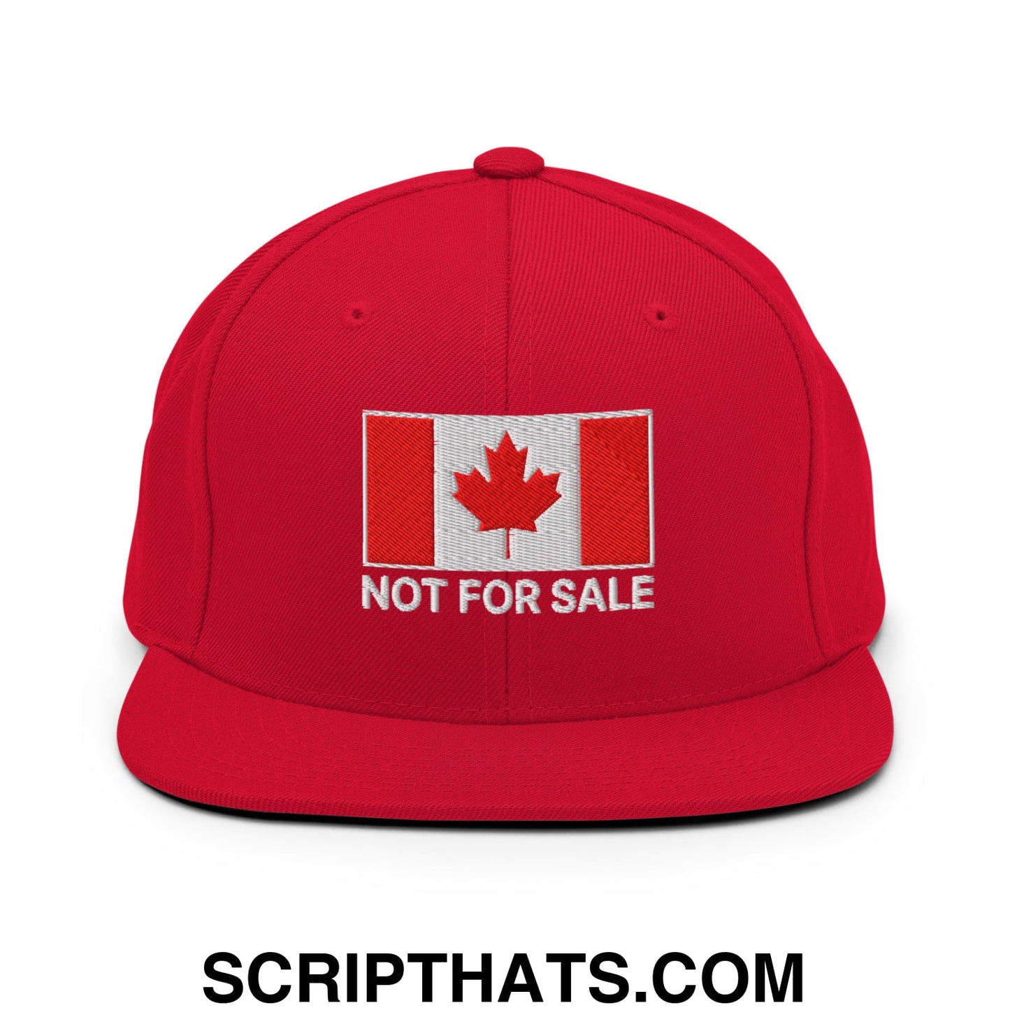 Not for Sale Canada Flag Embroidered Flat Brim Bill Snapback Hat Red