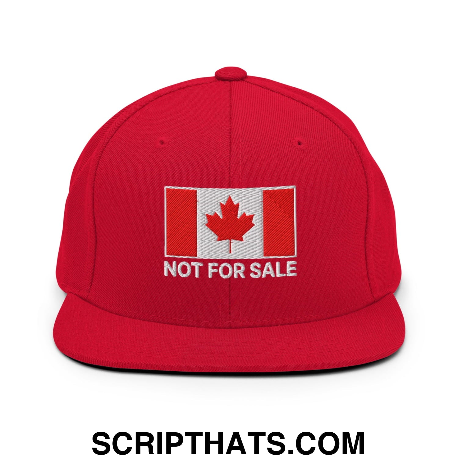 Not for Sale Canada Flag Embroidered Flat Brim Bill Snapback Hat Red