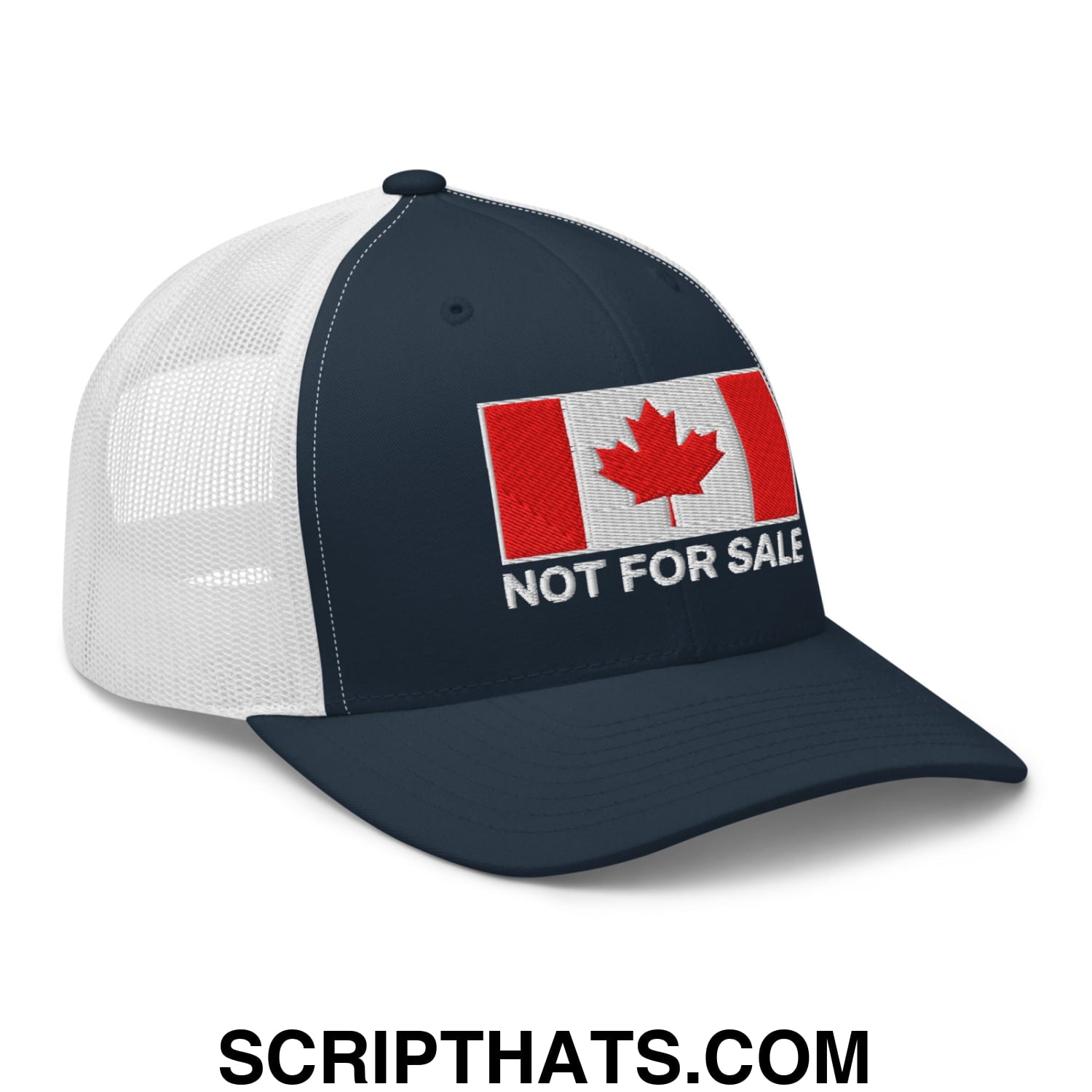 Not for Sale Canada Flag Embroidered Mesh Trucker Hat Navy White