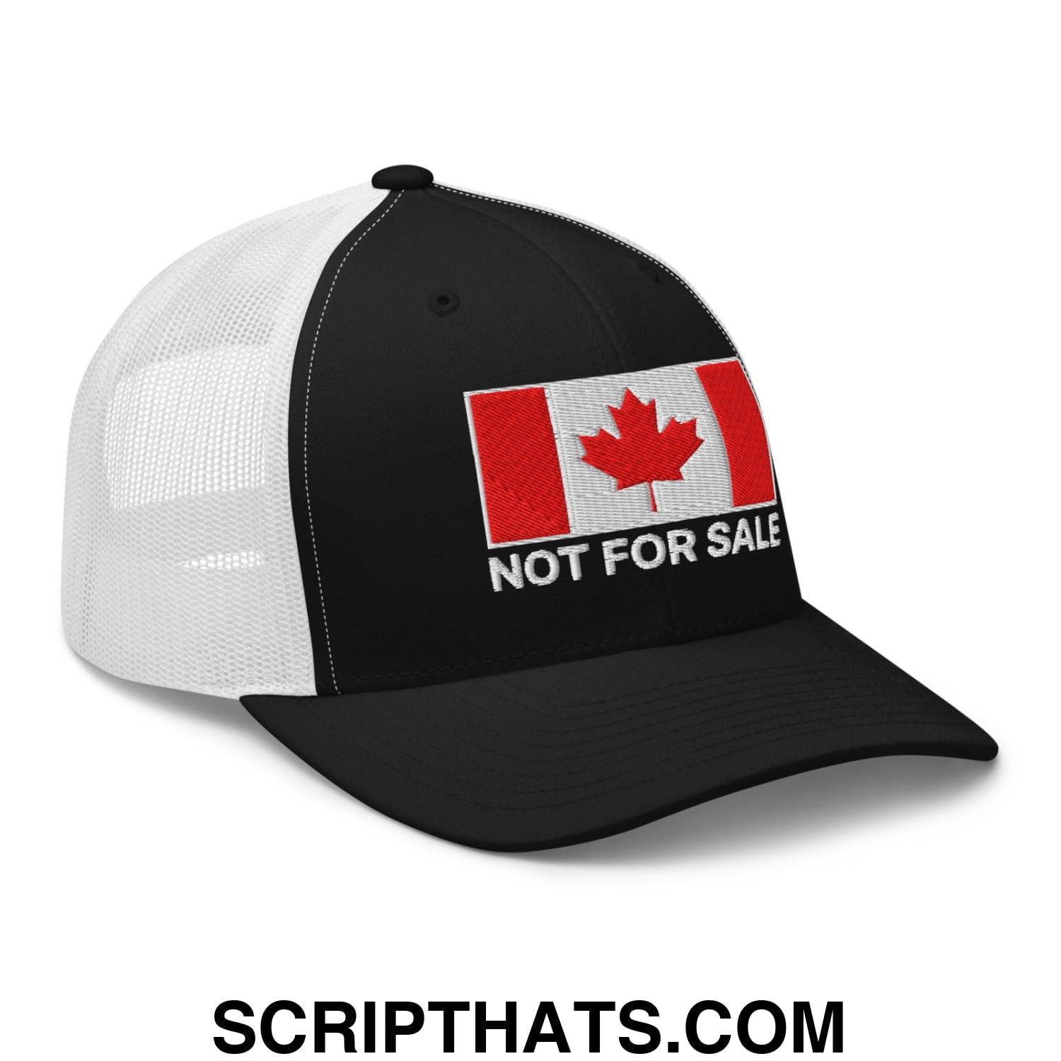 Not for Sale Canada Flag Embroidered Mesh Trucker Hat Black White