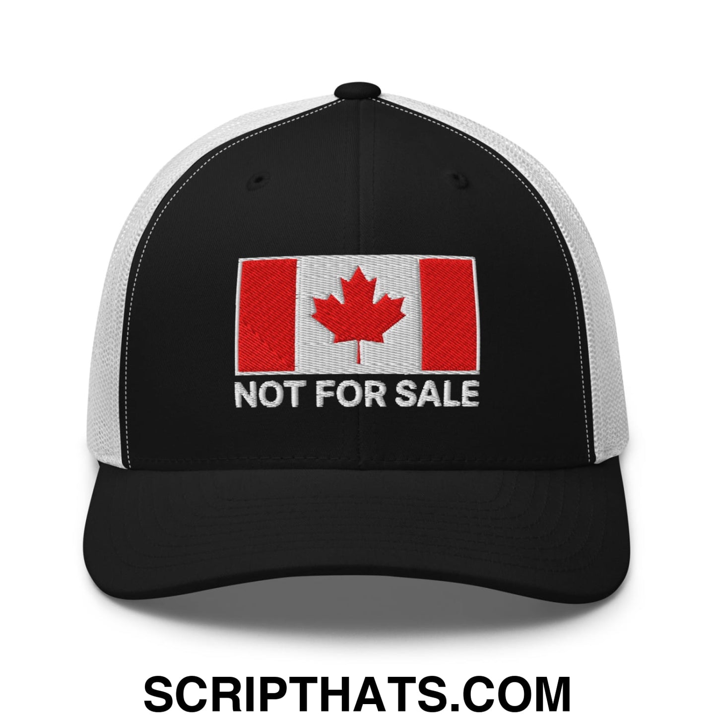 Not for Sale Canada Flag Embroidered Mesh Trucker Hat Black White
