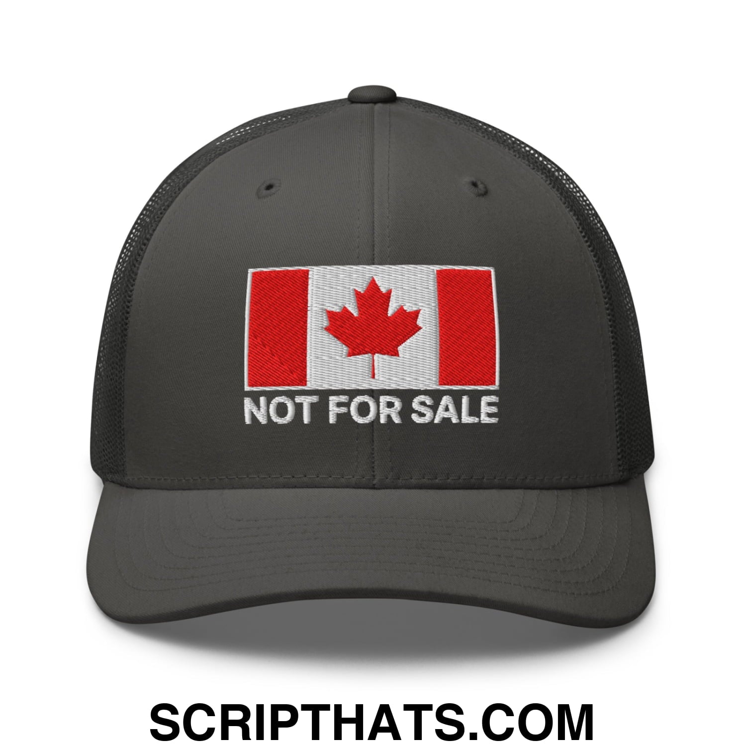 Not for Sale Canada Flag Embroidered Mesh Trucker Hat Charcoal